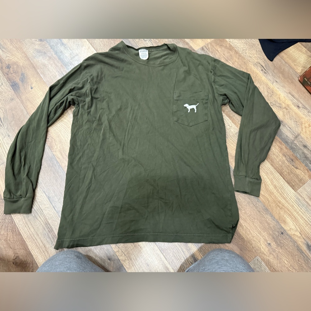 PINK Victoria's Secret Green Long Sleeve Tee Casual Comfort